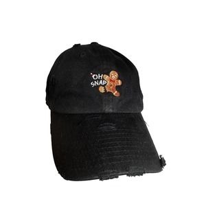 Oh Snap Gingerbread Black Baseball Cap Dad Hat Christmas Holiday Adjustable